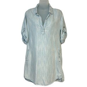 Chelsea & Theodore T Shirt Dress Size M Midi Short Sleeve Pockets Popover Lounge